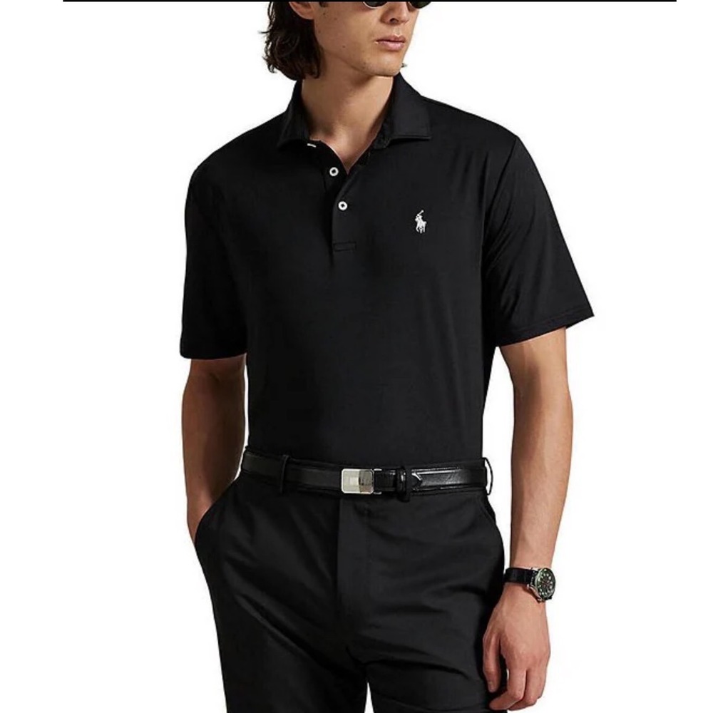 Polo Ralph Lauren Performance Mens XXL Black Short Sleeve Polo Shirt Pony Logo